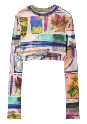 Off-White X-ray semi-sheer cropped T-shirt - Neutrals