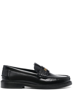 Moschino logo-plaque detail loafers - Black
