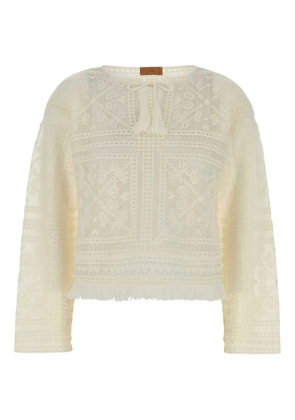 Alanui crochet fringed sweater - White