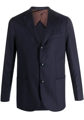 Barba notcheded-lapel virgin wool blazer - Blue