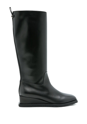 Ferragamo Wayde leather wedge boots - Black