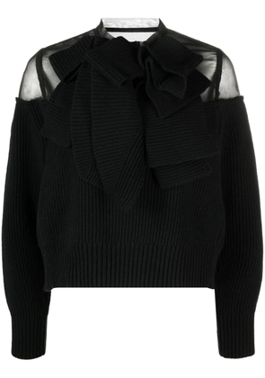 sacai semi-sheer lace wool blouse - Black