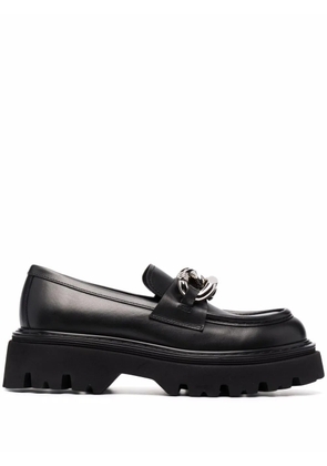 Casadei chain-detail chunky leather loafers - Black