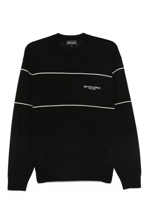 Emporio Armani stripe-detail virgin-wool sweater - Black