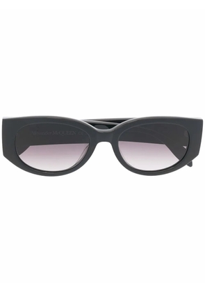 Alexander McQueen Eyewear oval-frame logo-print sunglasses - Black