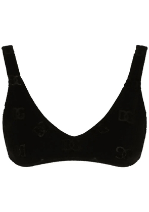 Dolce & Gabbana DG-logo flocked bralette top - Black