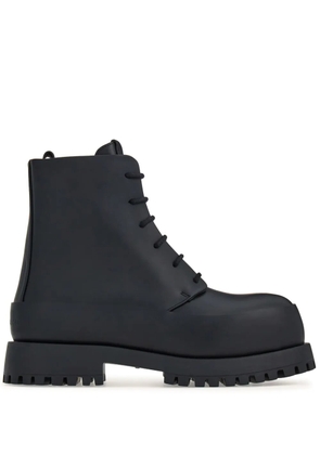 Ferragamo lace-up leather combat boots - Black