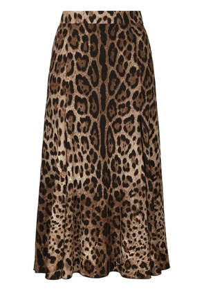 Dolce & Gabbana leopard-print high-waisted skirt - Brown