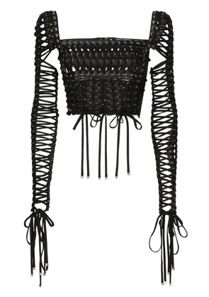 Dolce & Gabbana lace-up detailed bustier blouse - Black