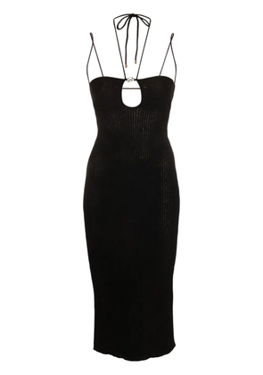 Blumarine logo-plaque ribbed dress - Black