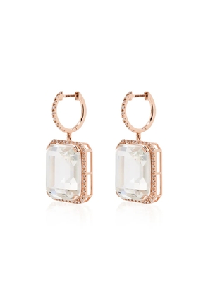 SHAY 18K rose gold portrait white topaz earrings - Pink