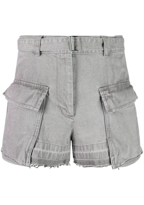sacai belted-waist high-waisted shorts - Grey