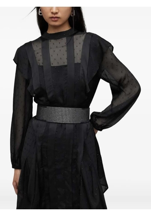 AllSaints ruffle-detail sheer midi dress - Black
