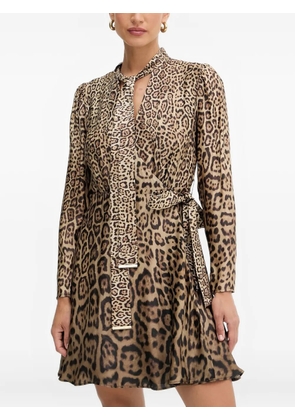 MARCIANO by GUESS tie-neck leopard-print mini dress - Brown