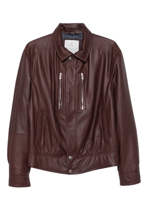 Brunello Cucinelli zip-fastening leather jacket - Brown