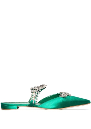 Manolo Blahnik Lurum crystal-embellished mules - Green