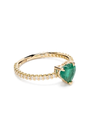SHAY 18K yellow gold zambian emerald and diamond pinky ring