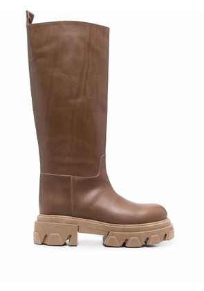 P.A.R.O.S.H. ridged leather boots - Brown