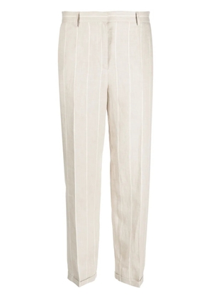 Antonelli striped straight-leg linen trousers - Neutrals
