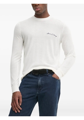 Armani Exchange logo-embroidered crew-neck sweater - White