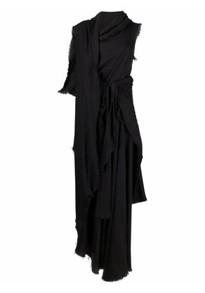 Yohji Yamamoto asymmetric draped maxi dress - Black