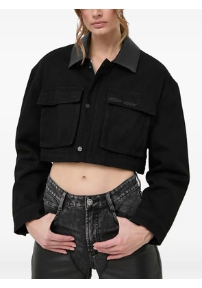 Miss Sixty cropped trimmed-collar denim jacket - Black