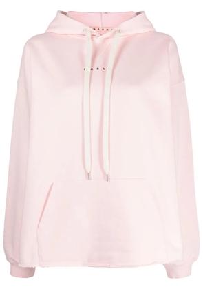Marni logo-print cotton hoodie - Pink