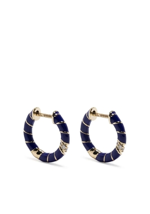 Yvonne Léon 9kt yellow gold diamond and enamel hoop earring - Blue