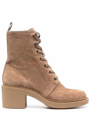Gianvito Rossi Foster 45mm suede lace-up boots - Neutrals