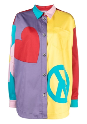 MOSCHINO JEANS graphic-print panelled shirt - Pink