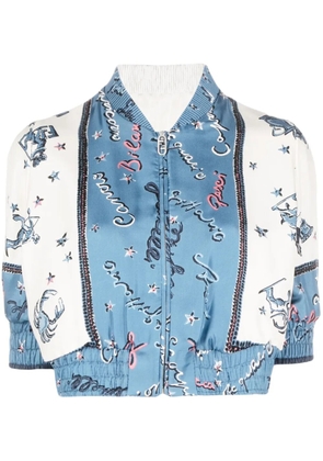 FENDI Astrology-motif silk bomber jacket - White