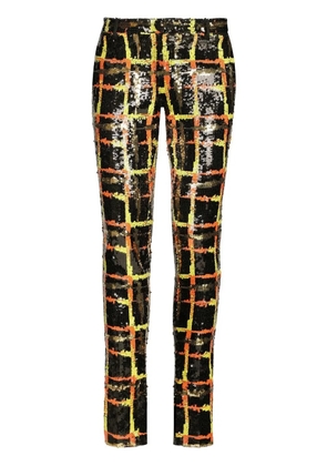 Dolce & Gabbana sequin-embellished checked trousers - Black