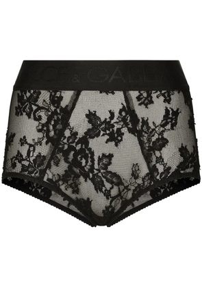 Dolce & Gabbana high-waisted floral-lace briefs - Black