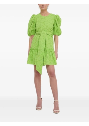 Silvian Heach eyelet puff-sleeve mini dress - Green
