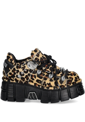 NEW ROCK M-120N-C54 leopard-print platform trainers - Neutrals