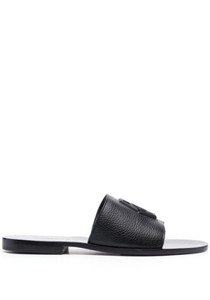 Philipp Plein logo-skull flat slippers - Black