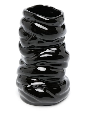 Completedworks ridged asymmetric small vase - Black