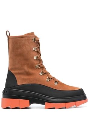 Stuart Weitzman chunky lace-up suede boots - Brown