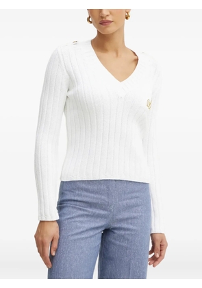 LUISA SPAGNOLI ribbed V-neck sweater - White