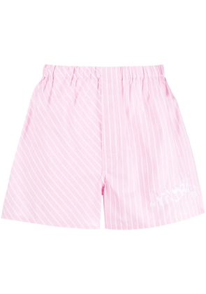 Palmer embroidered-logo striped shorts - Pink