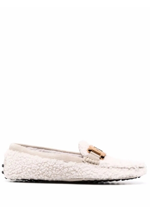 Tod's Gommino shearling loafers - White
