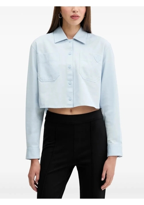 HUGO heart-embroidered pocketed shirt - Blue