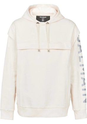 Balmain cut-out detail logo-print hoodie - White