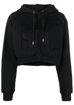 GCDS logo-patch cropped hoodie - Black