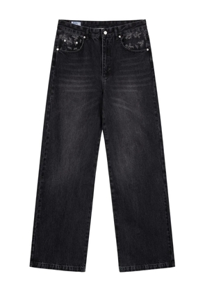 ROUGH. faded wide-leg jeans - Black