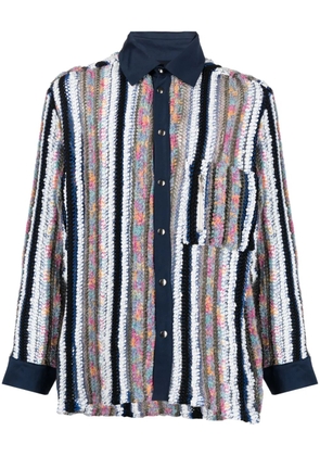 VITELLI striped knit-panel shirt - Blue