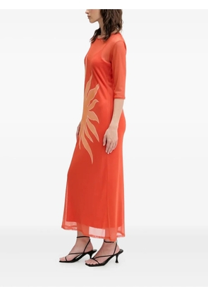 NEVER FULLY DRESSED sun-print mesh maxi dress - Orange