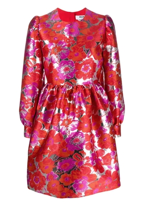 MSGM floral jacquard flared dress