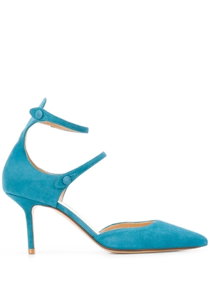 Francesco Russo double strap pointed toe pumps - Blue