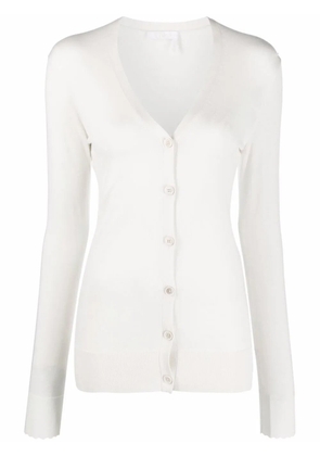 Chloé scallop-cuff wool cardigan - Neutrals